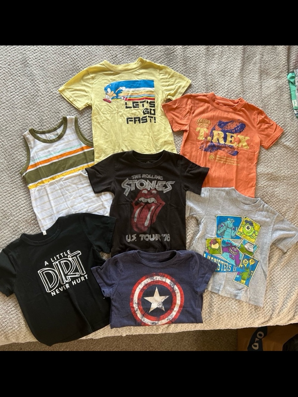 Assorted Kids Graphic Tee - Yellow, Orange, Black, Gray, Navy, White, Green